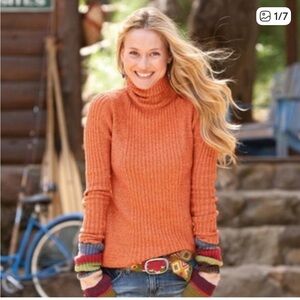 Sundance Cozy Burnt Orange Sweater Crowl Turtle Neck Cotton Warm Cottagecore